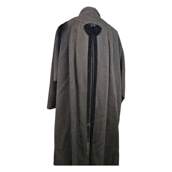 Black Wool Dress Coat Vintage 80's Womens Size Large Bow in Back - Picture 6 of 10